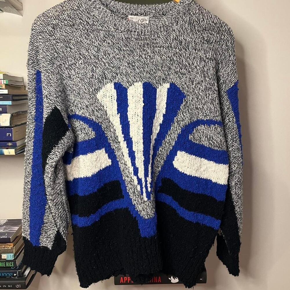 Vintage 1980s Post Modern Print Sweater  Size “44” Measures Like a L